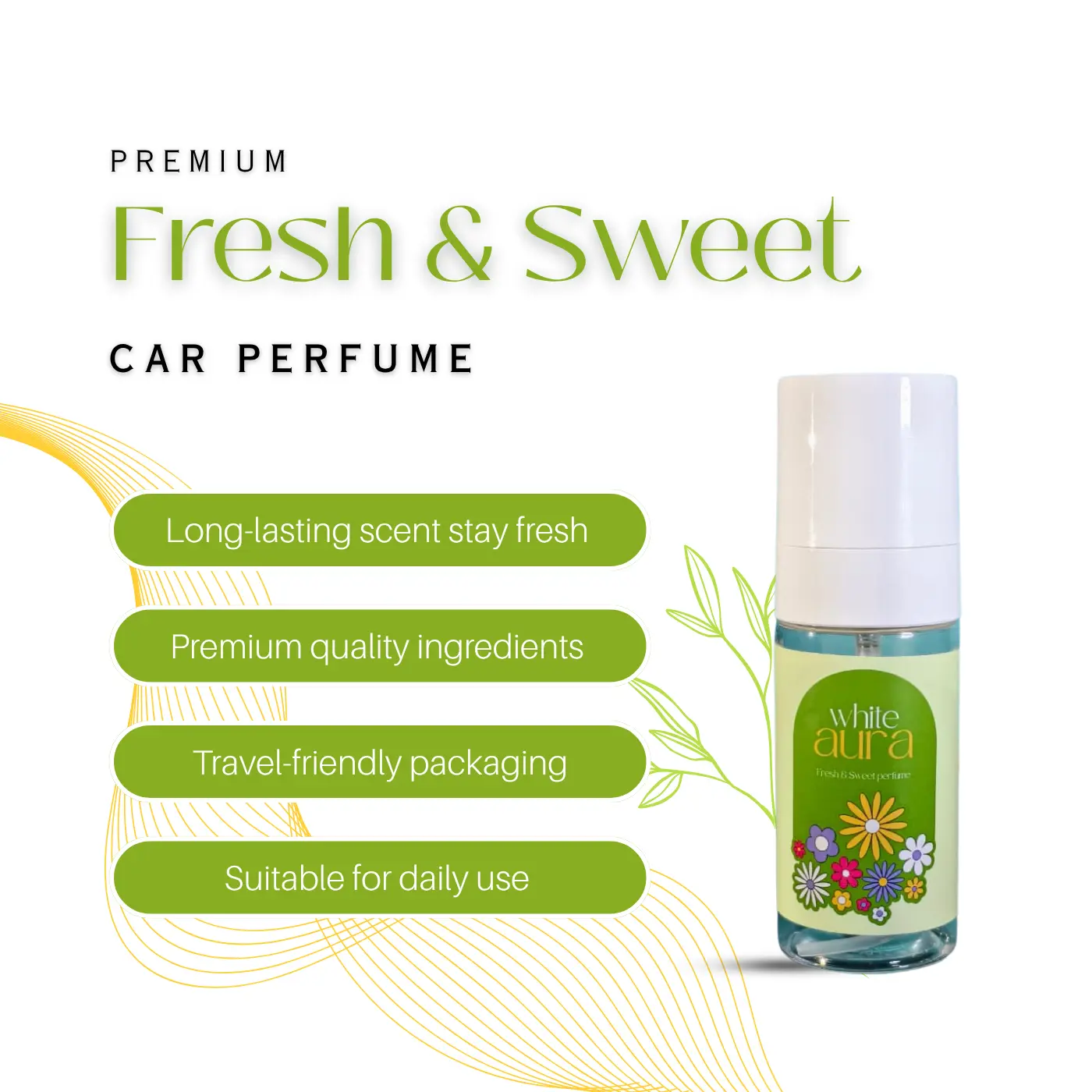 Carviaa White Aura Premium Car Perfume | 400+ Long Lasting Air Freshener Scent (60ml)