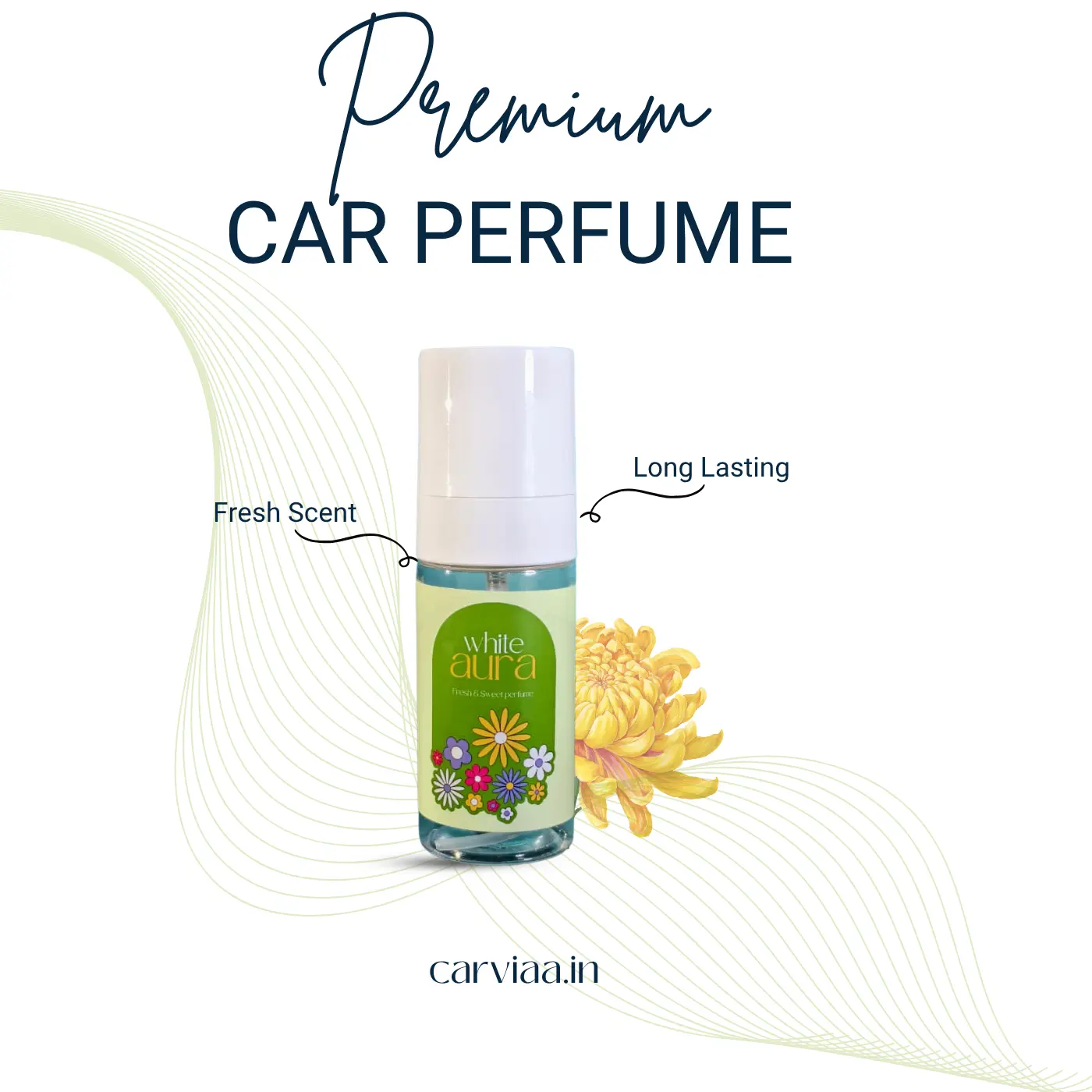 Carviaa White Aura Premium Car Perfume | 400+ Long Lasting Air Freshener Scent (60ml)