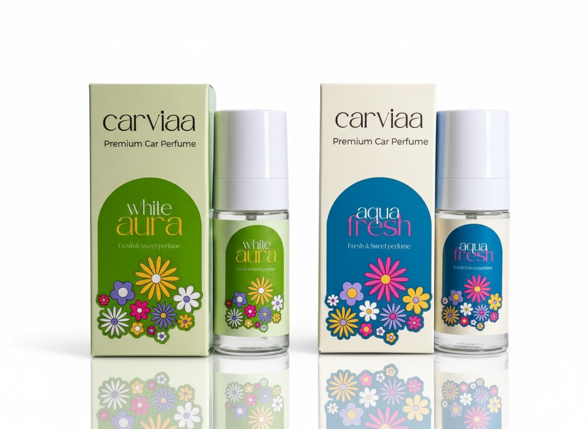 Carviaa Premium Car Perfume | Aqua Fresh and White Aura Combo
